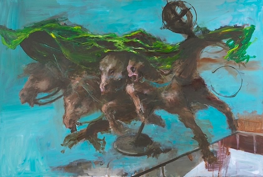 Alexander König: Quadriga, 2018, Öl auf Leinwand, 135 x 200 cm

